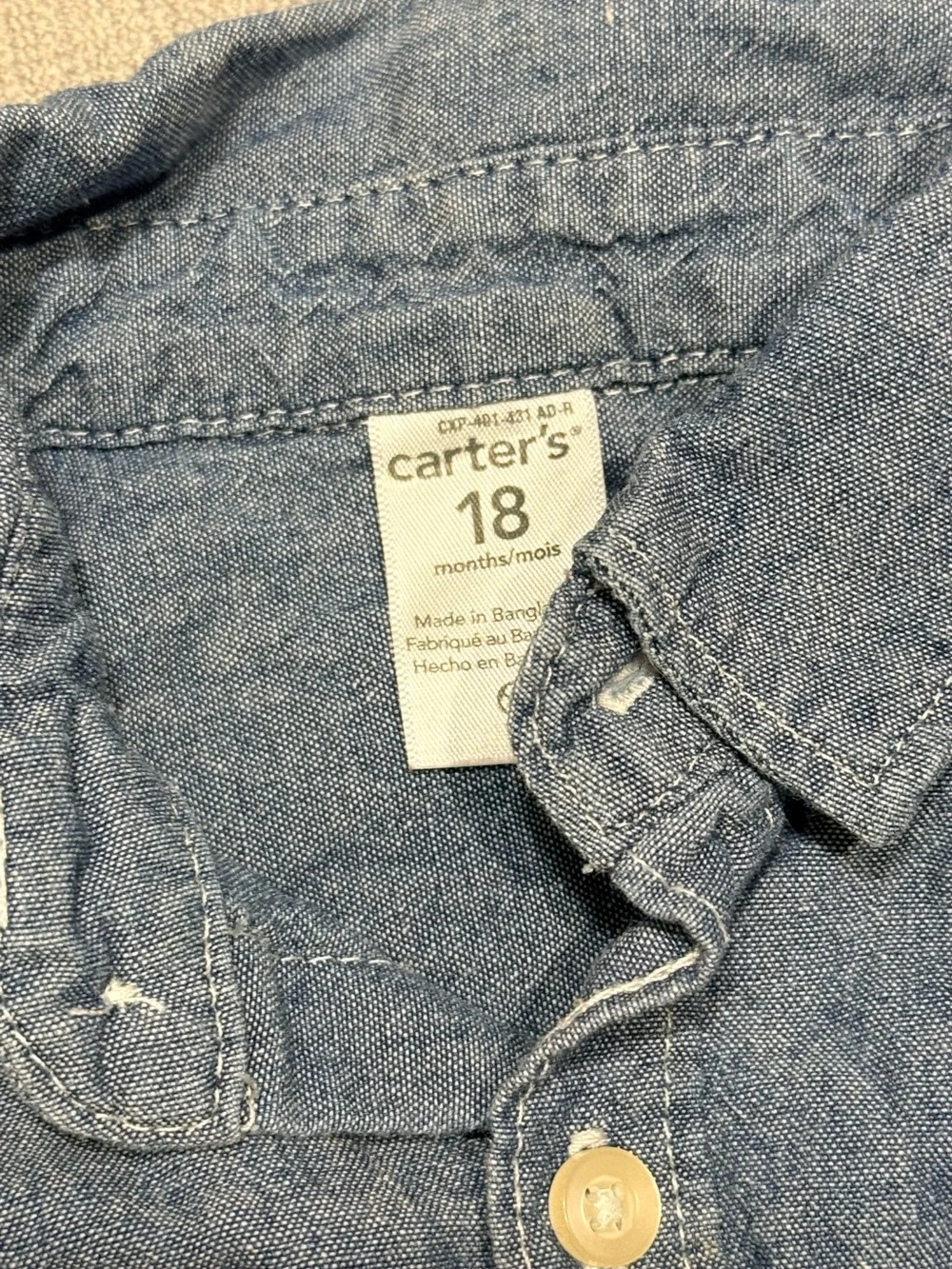 Carter's Denim-Style Blue Button-Down Shirt